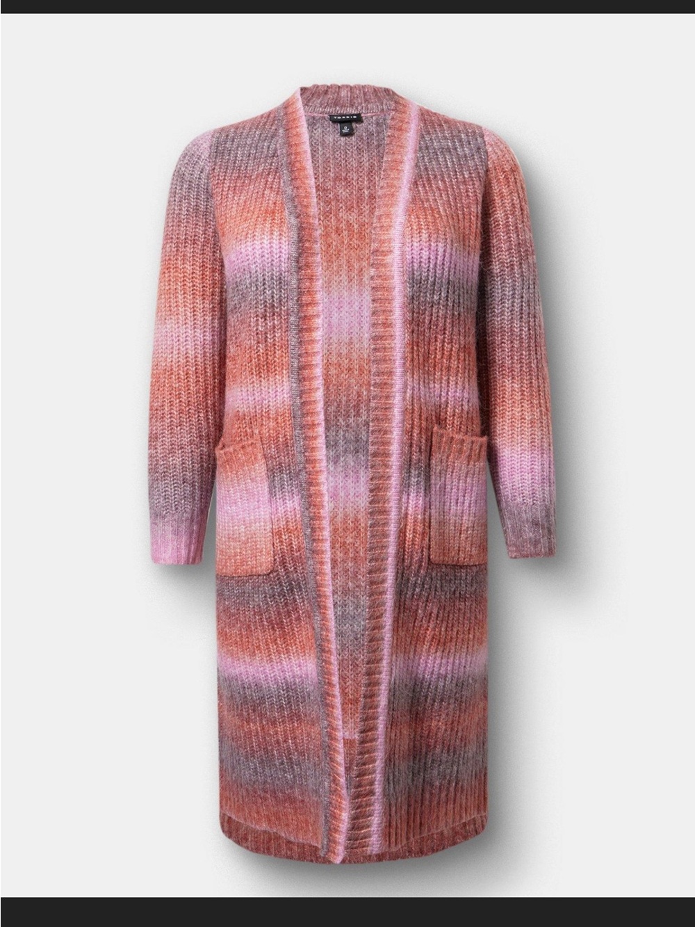 Torrid 1 Red Ombré Duster Cardigan Sweater - Pink & Rust